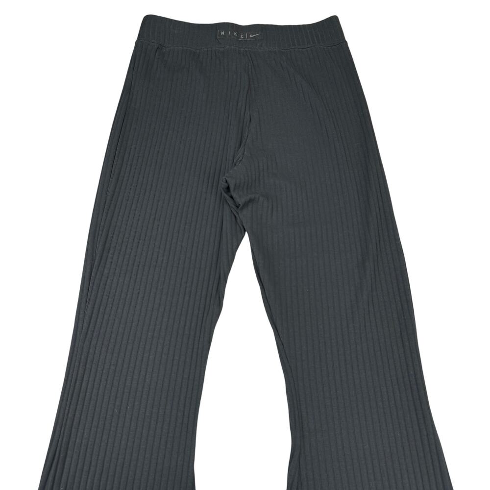 NIKE Women's High Waisted Ribbed Flare Leg Jersey Pants In Black Size Small - Picture 6 of 7